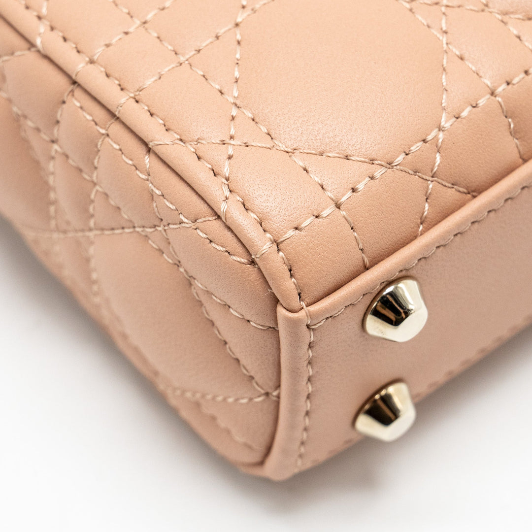Top quality Dior Lady Top quality Dior Micro Bag Cannage Lambskin Rose Des Vents