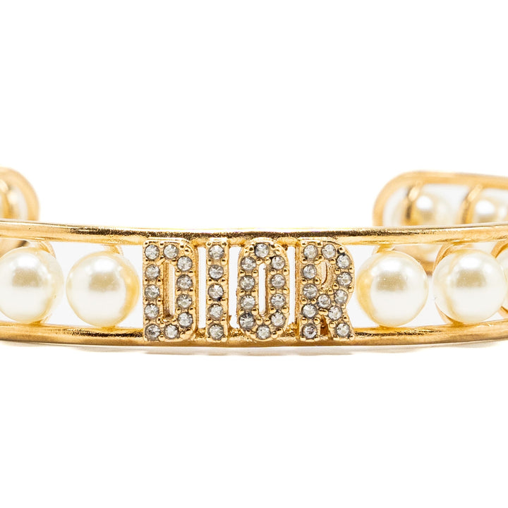 Top quality Dior Pearl Bangle Bracelet Crystal/Pearl/Gold Tone