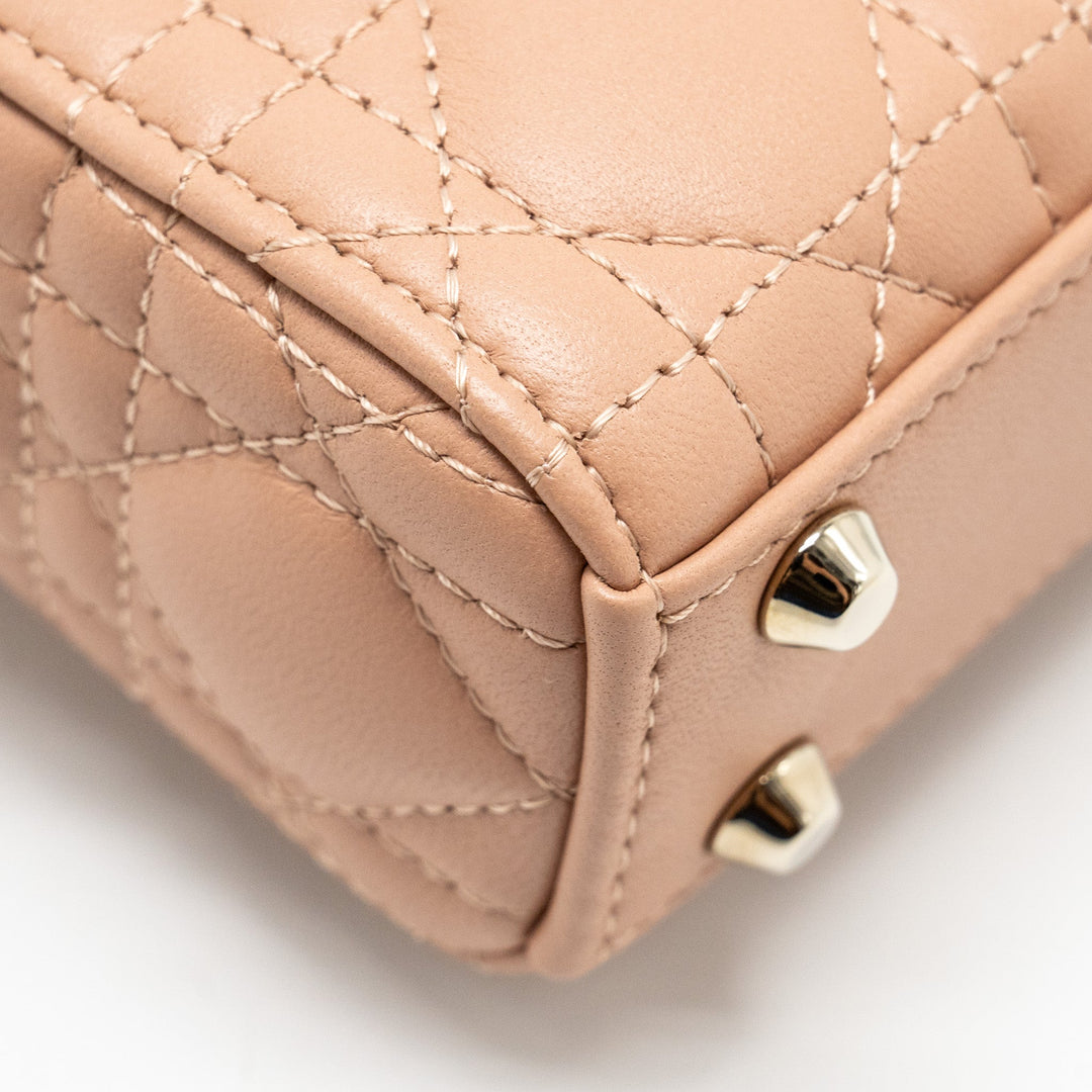 Top quality Dior Lady Top quality Dior Micro Bag Cannage Lambskin Rose Des Vents