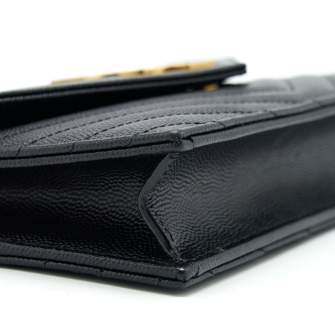 Saint Laurent/YSL Envelop Chain Wallet Caviar Black GHW