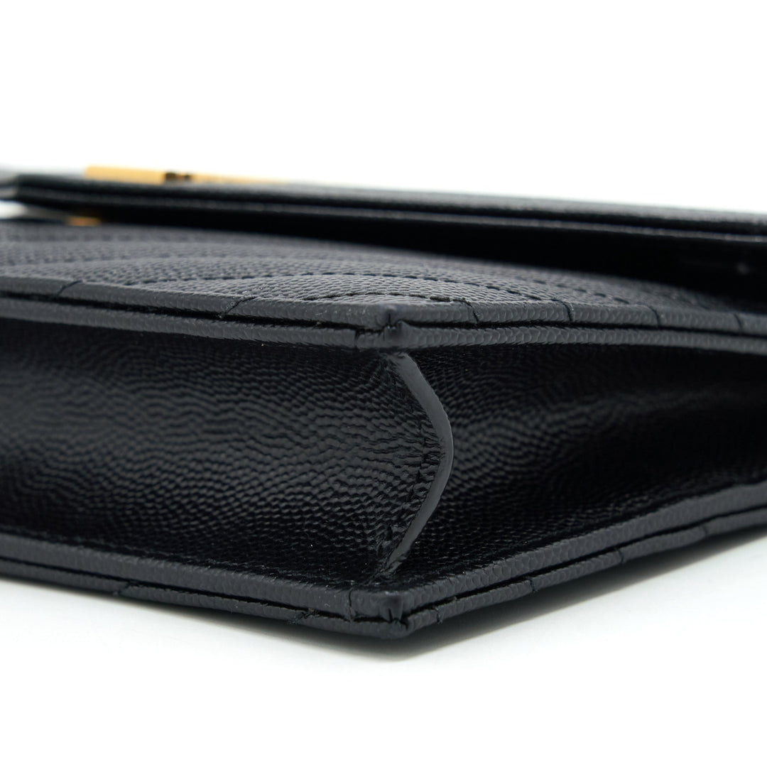 Saint Laurent/YSL Envelop Chain Wallet Caviar Black GHW