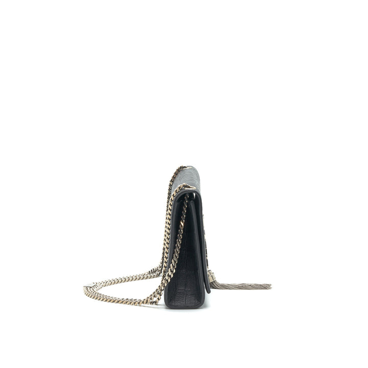 Saint Laurent Medium Kate with Tassel Croc Embossed Calfskin Black SHW
