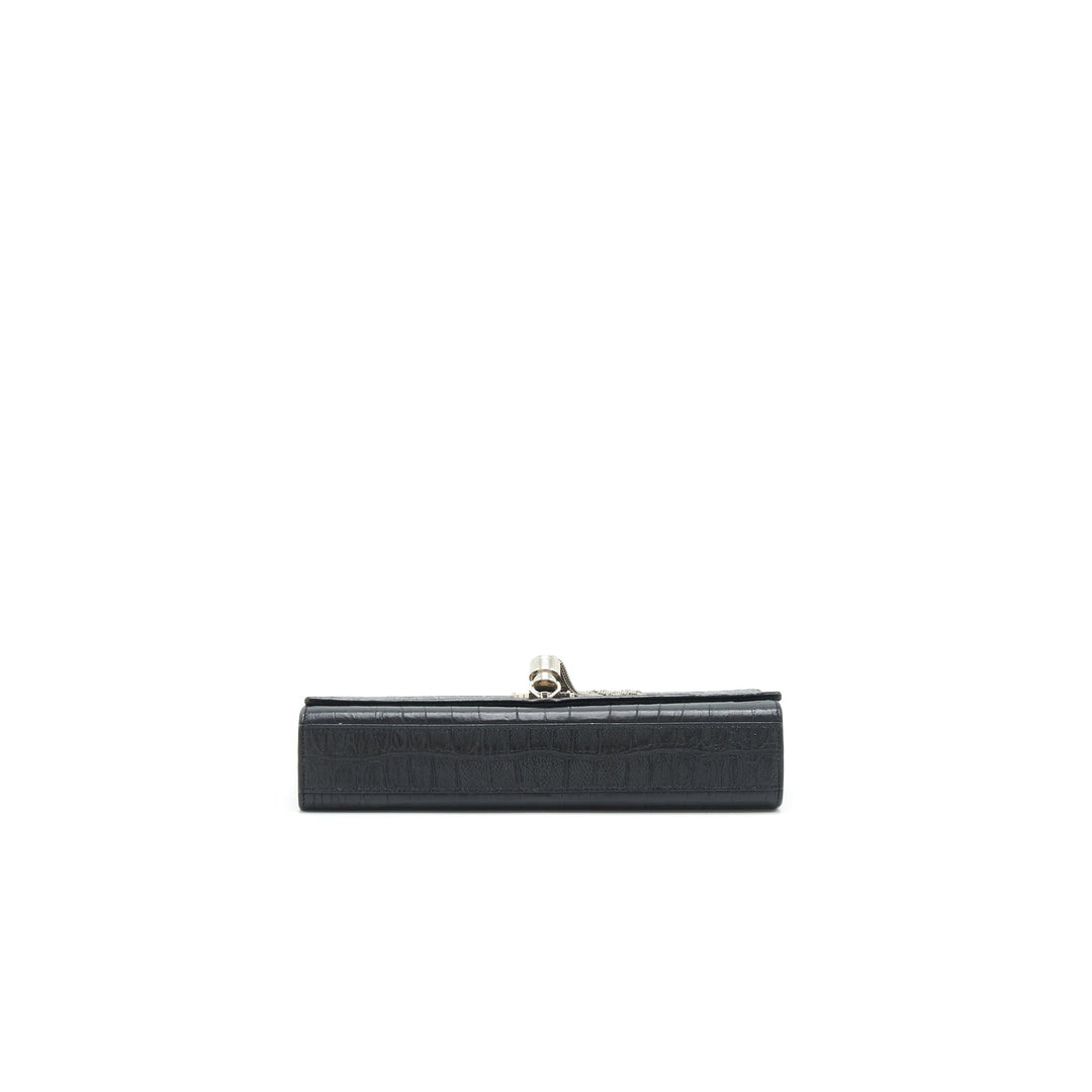 Saint Laurent Medium Kate with Tassel Croc Embossed Calfskin Black SHW