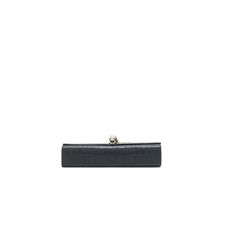Saint Laurent Medium Kate with Tassel Croc Embossed Calfskin Black SHW