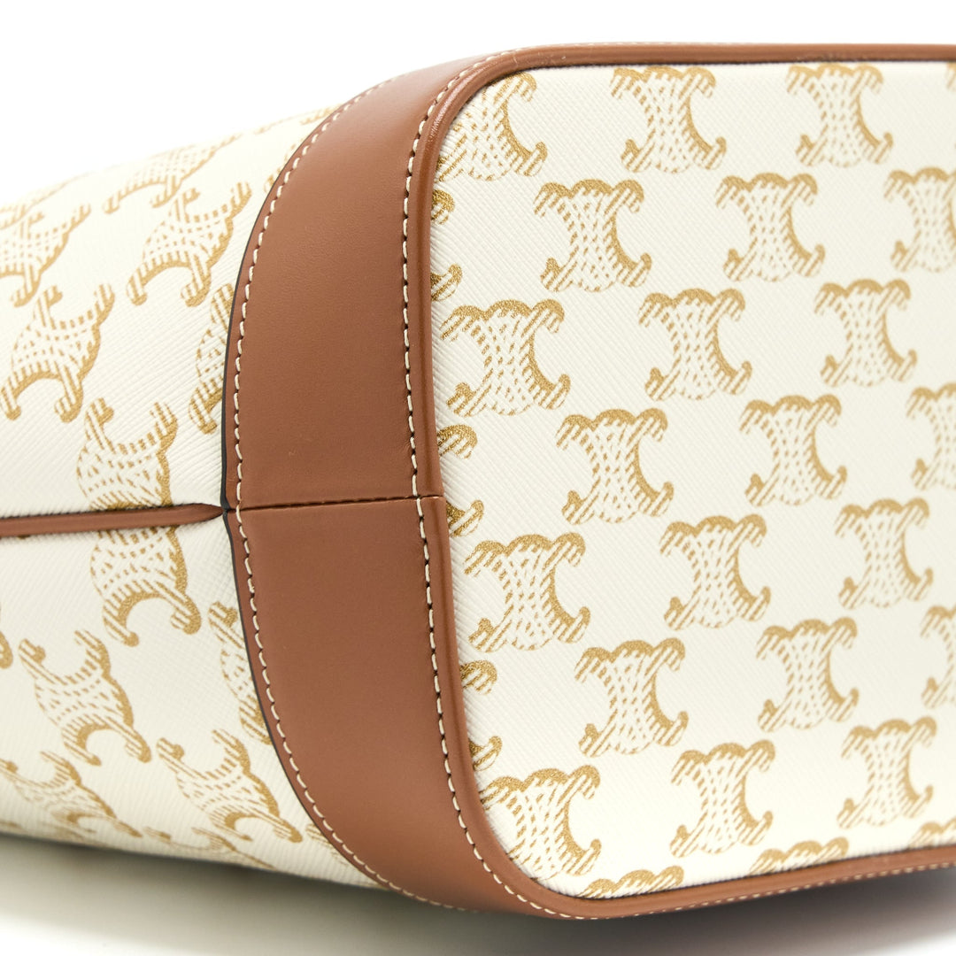 Top Quality Celine Small Bucket Bag Triomphe Canvas/Calfskin White