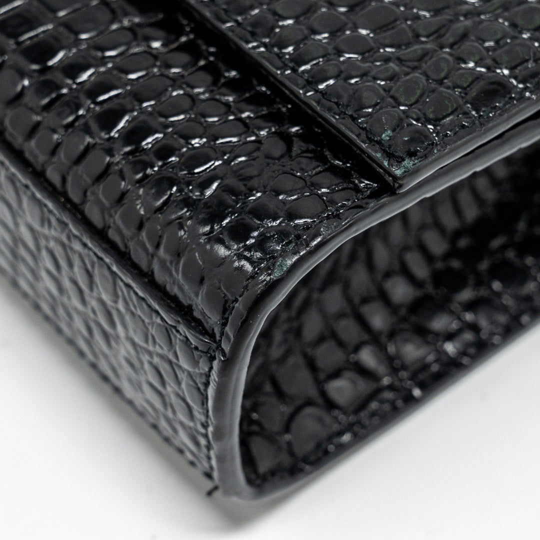 Saint Laurent/YSL Kate Tassel Bag Croc-Embossed Calfskin Black GHW