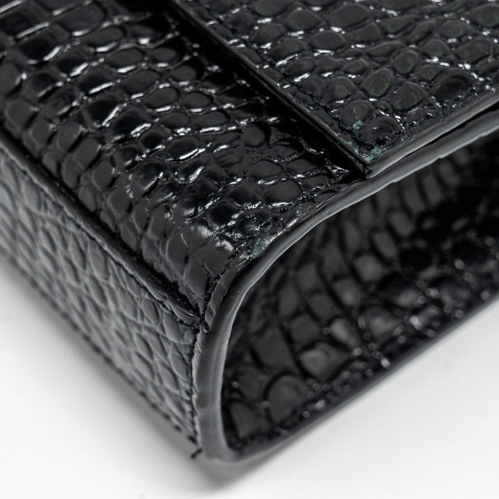 Saint Laurent/YSL Kate Tassel Bag Croc-Embossed Calfskin Black GHW