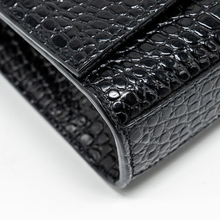 Saint Laurent/YSL Kate Tassel Bag Croc-Embossed Calfskin Black GHW