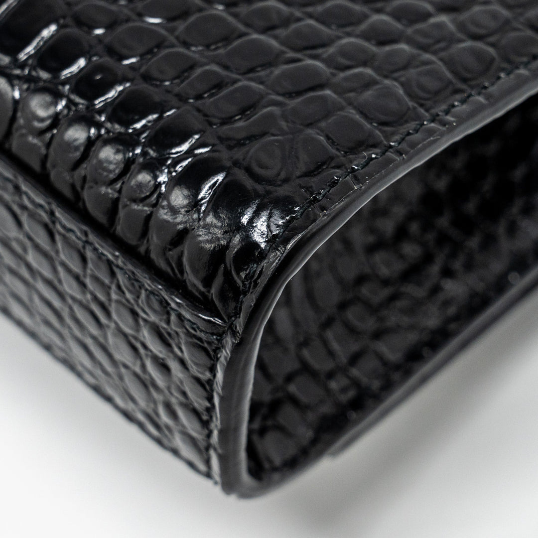 Saint Laurent/YSL Kate Tassel Bag Croc-Embossed Calfskin Black GHW