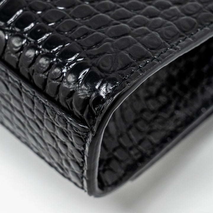 Saint Laurent/YSL Kate Tassel Bag Croc-Embossed Calfskin Black GHW