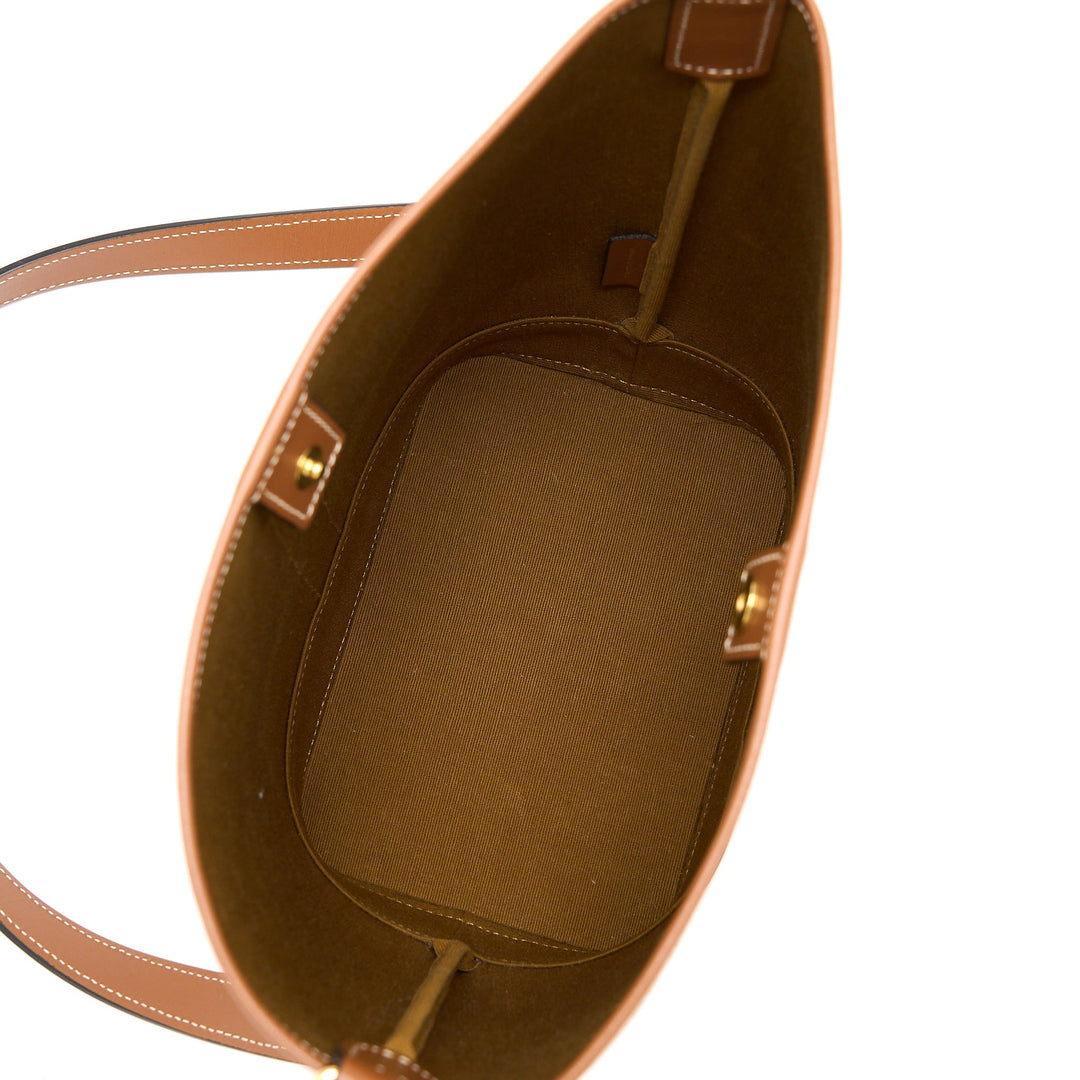 Top Quality Celine Small Bucket Bag Triomphe Canvas/Calfskin White