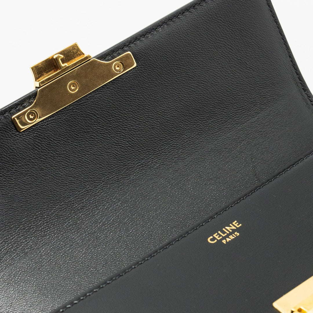 Top Quality Celine Triomphe Shoulder Bag Shiny Calfskin Black