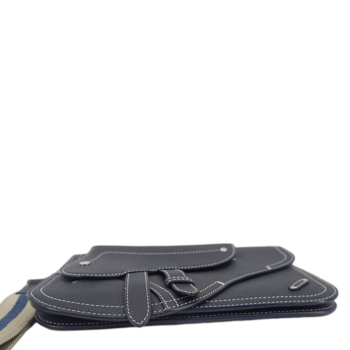 CHRISTIAN Top quality Dior Saddle Leather Wristlet Navy Blue.
