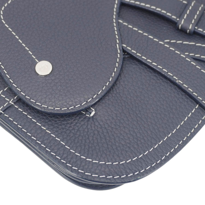 CHRISTIAN Top quality Dior Saddle Leather Wristlet Navy Blue.