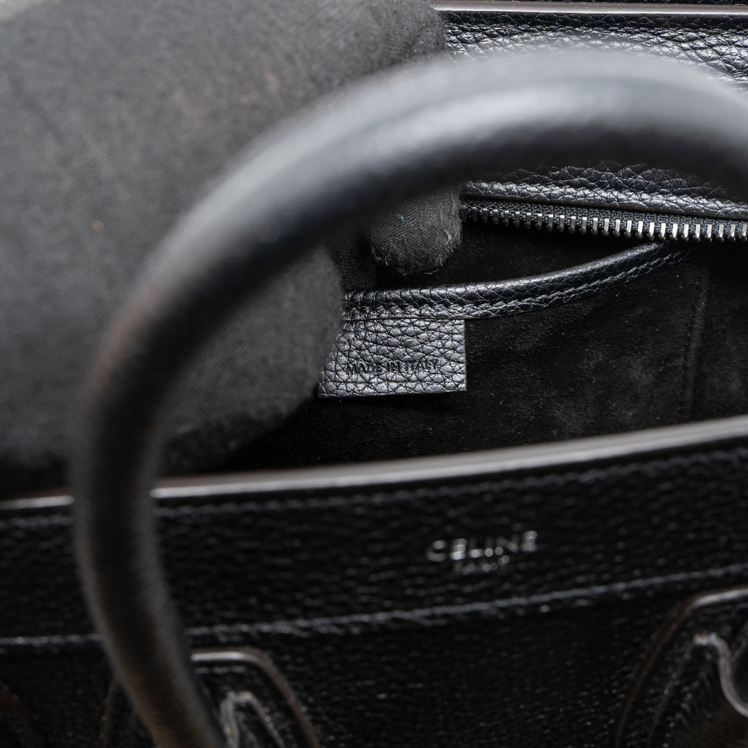 Celine Nano Luggage Bag Calfskin Black