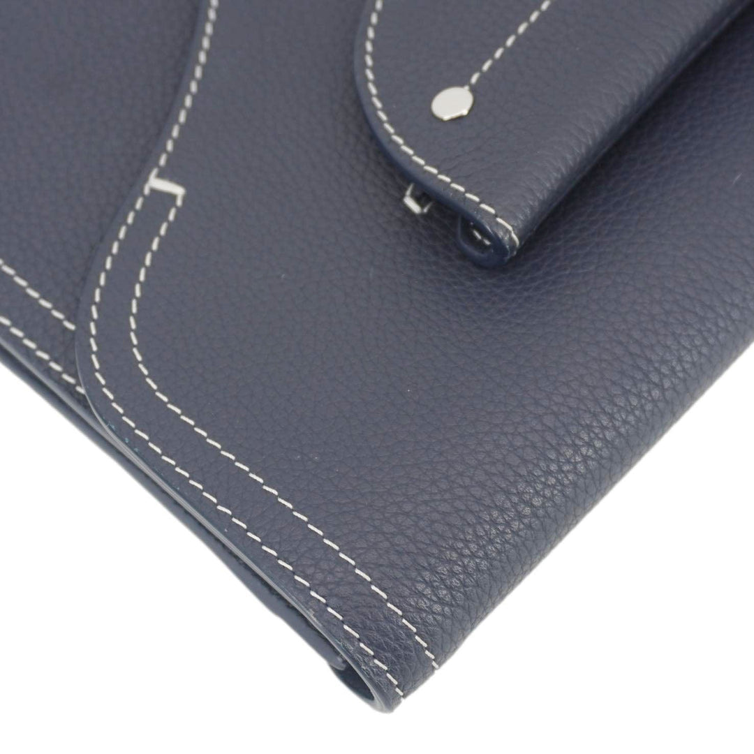 CHRISTIAN Top quality Dior Saddle Leather Wristlet Navy Blue.