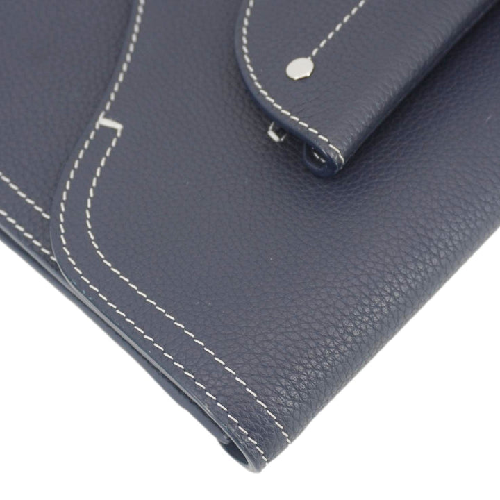 CHRISTIAN Top quality Dior Saddle Leather Wristlet Navy Blue.