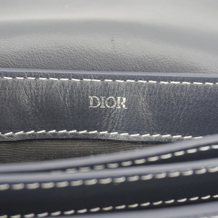 CHRISTIAN Top quality Dior Saddle Leather Wristlet Navy Blue.