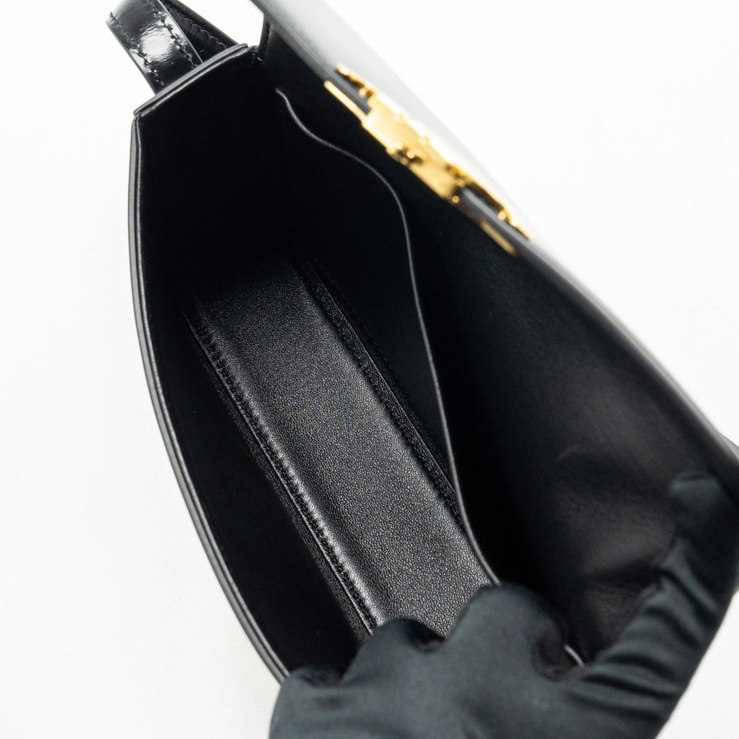 Top Quality Celine Triomphe Shoulder Bag Shiny Calfskin Black