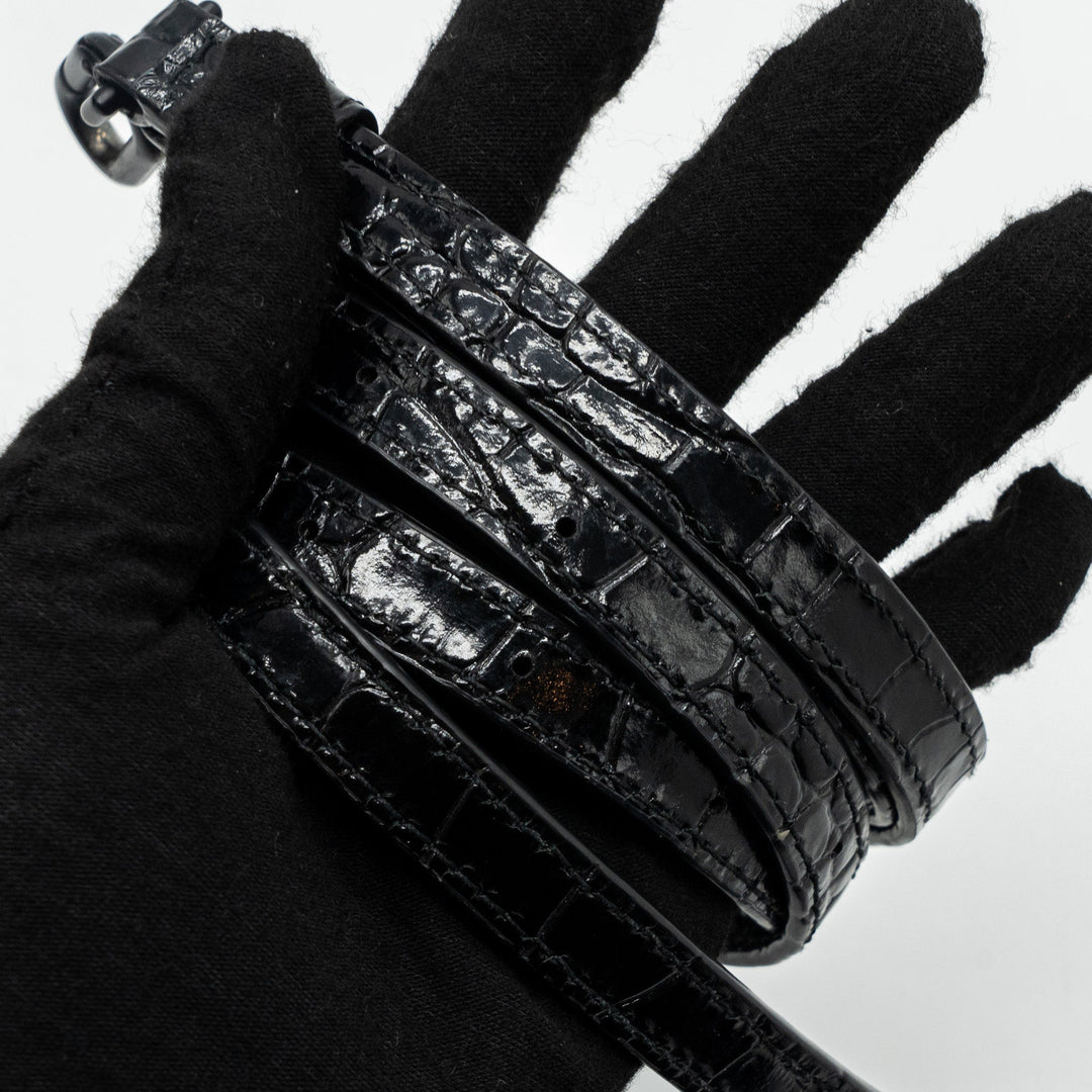 Top Quality Balenciaga Hourglass S Croc-Embossed Calfskin So Black