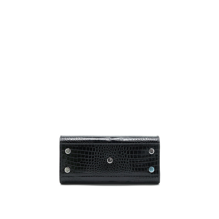 Saint Laurent Sac De Jour nano in croc Embossed calfskin black SHW