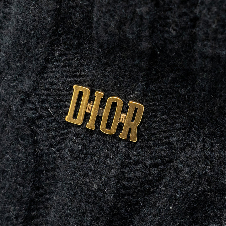 Top quality Dior Letter Logo Wire-Brimmed Beanie Wool Black