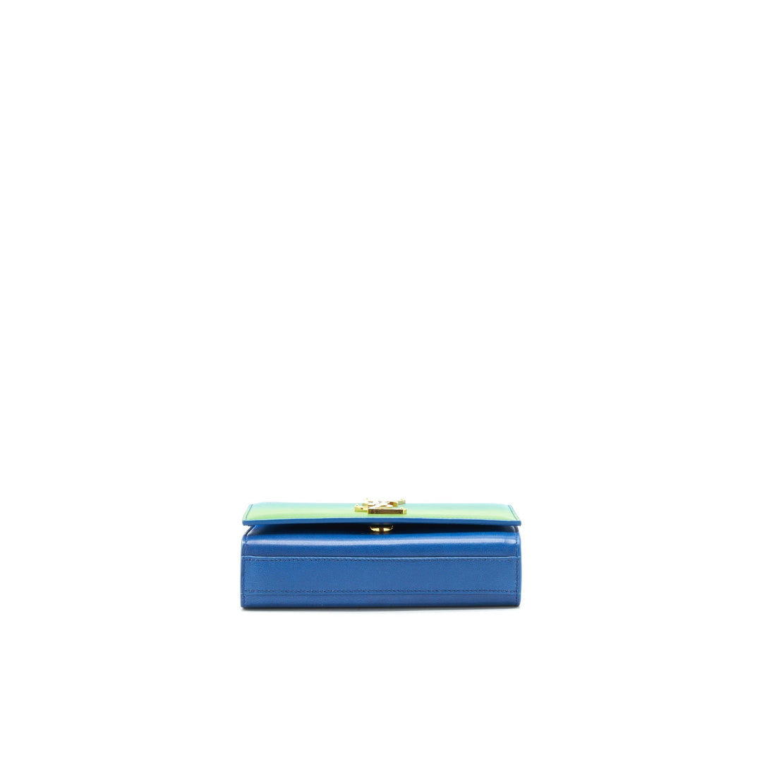 Saint Laurent Mini kate chain Bag (17cm) blue/ green GHW
