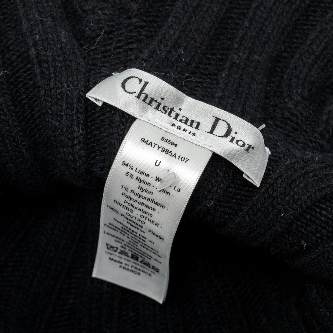 Top quality Dior Letter Logo Wire-Brimmed Beanie Wool Black