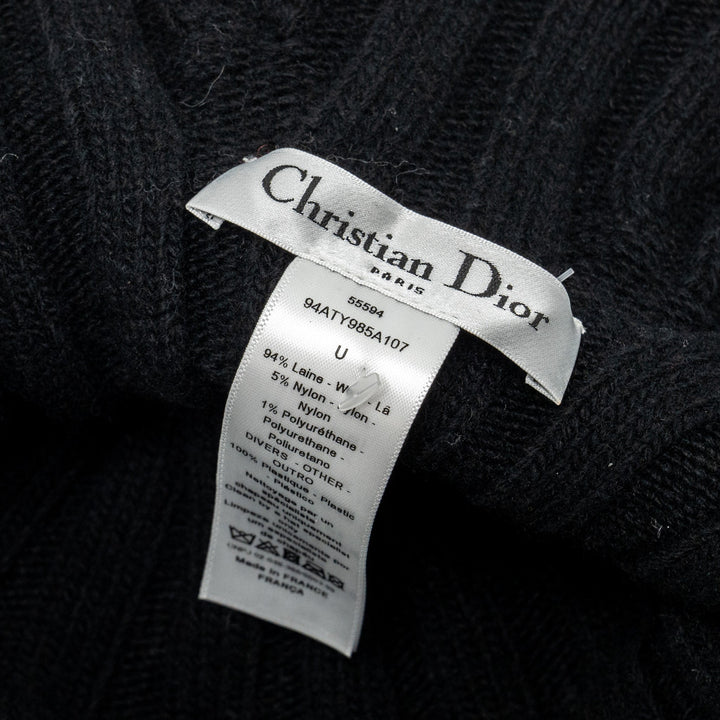 Top quality Dior Letter Logo Wire-Brimmed Beanie Wool Black