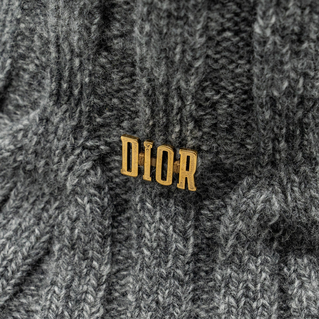 Top quality Dior LETTER logo Wire-Brimmed Beanie Wool Grey