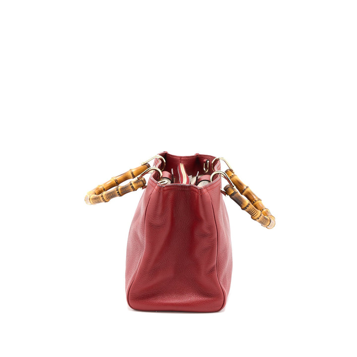 Gucci Crossbody Tote Bag Bamboo Handle Calfskin Red