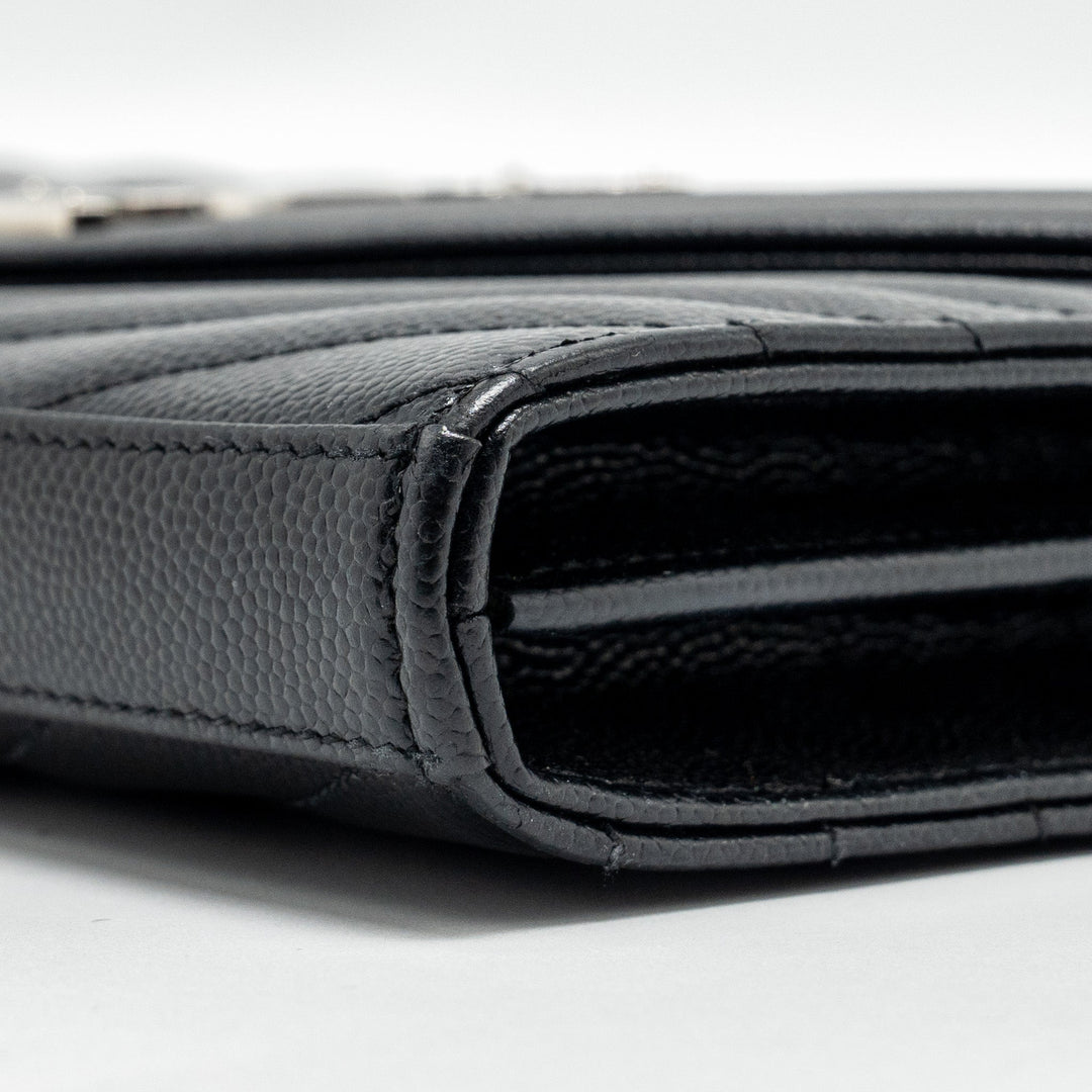 SAINT LAURENT ENVELOP CHAIN BAG GRAINED CALFSKIN BLACK SHW