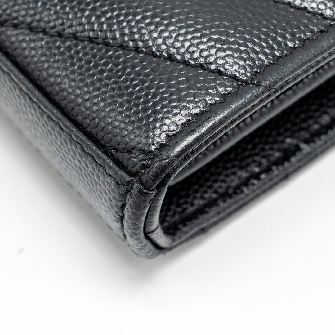 SAINT LAURENT ENVELOP CHAIN BAG GRAINED CALFSKIN BLACK SHW