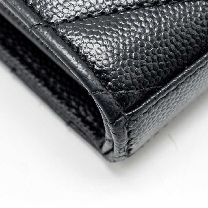SAINT LAURENT ENVELOP CHAIN BAG GRAINED CALFSKIN BLACK SHW