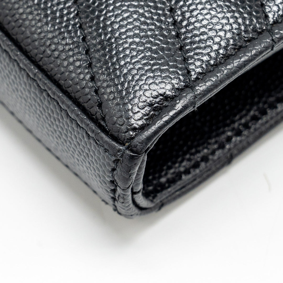 SAINT LAURENT ENVELOP CHAIN BAG GRAINED CALFSKIN BLACK SHW