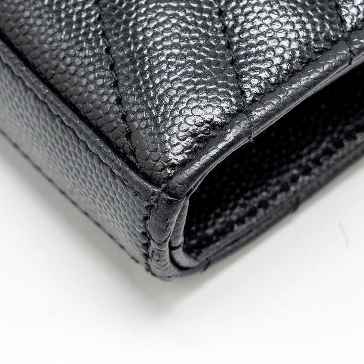 SAINT LAURENT ENVELOP CHAIN BAG GRAINED CALFSKIN BLACK SHW