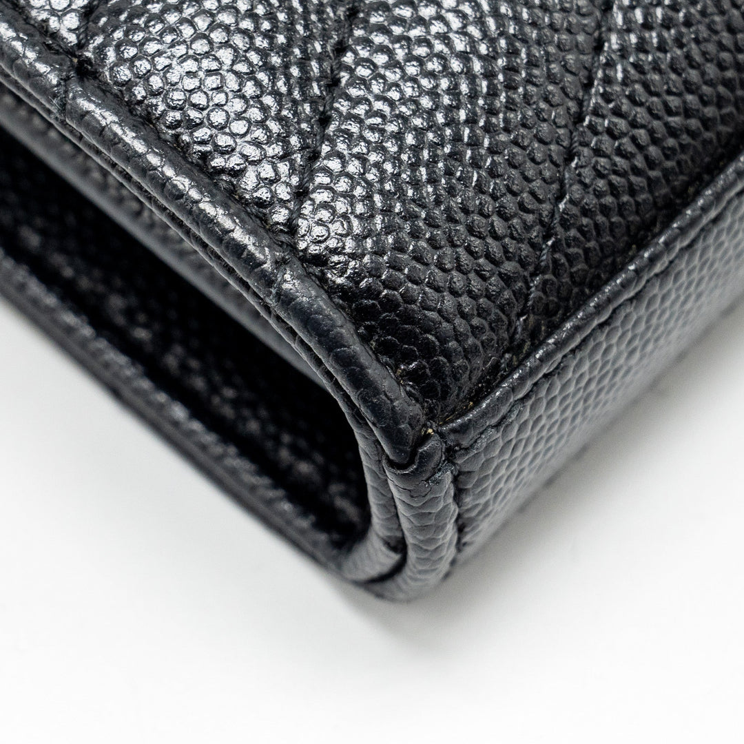 SAINT LAURENT ENVELOP CHAIN BAG GRAINED CALFSKIN BLACK SHW