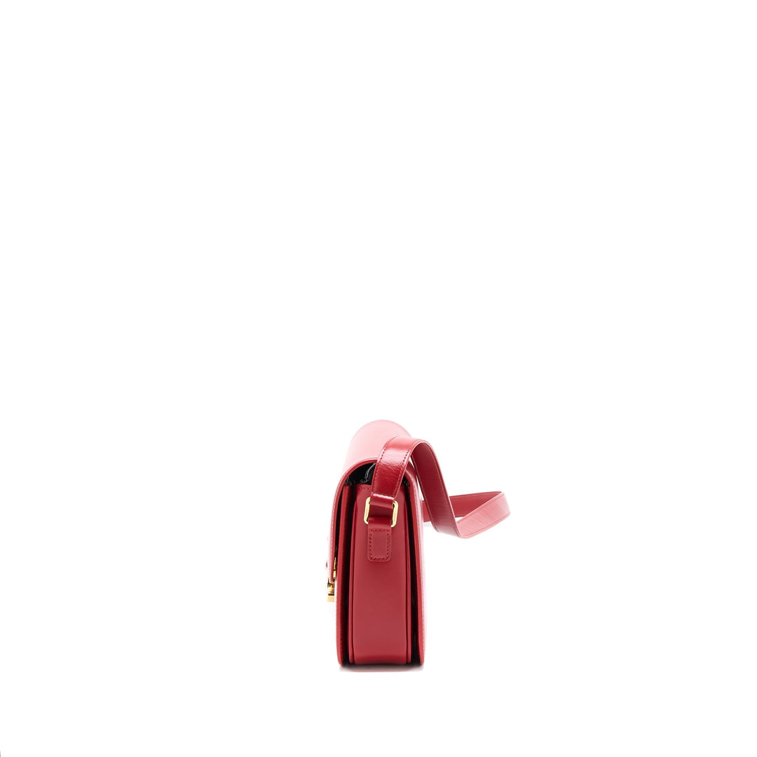 Celine Medium Classique Triomphe Bag Shiny Calfskin Red