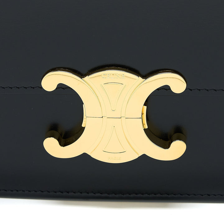 Top Quality Celine Teen Triomphe Shoulder Bag Calfskin Black
