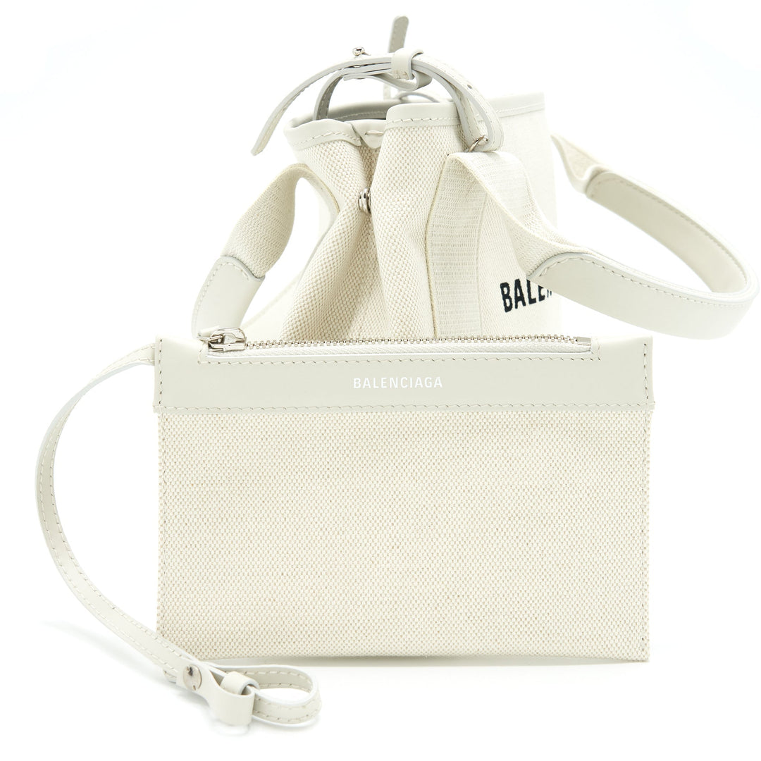 Top Quality Balenciaga Cabas Fabric/Leather Off white SHW