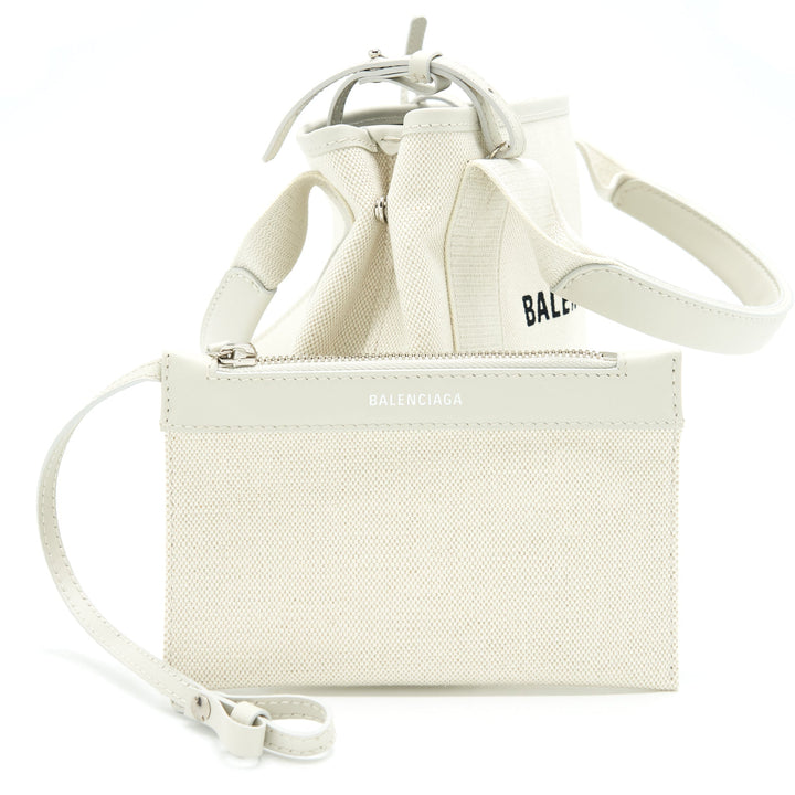 Top Quality Balenciaga Cabas Fabric/Leather Off white SHW