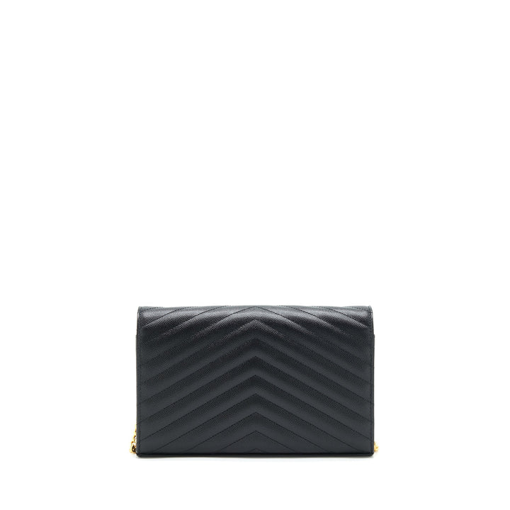 Saint laurent Envelope Chain Crossbody Bag Grained CalfSkin black GHW