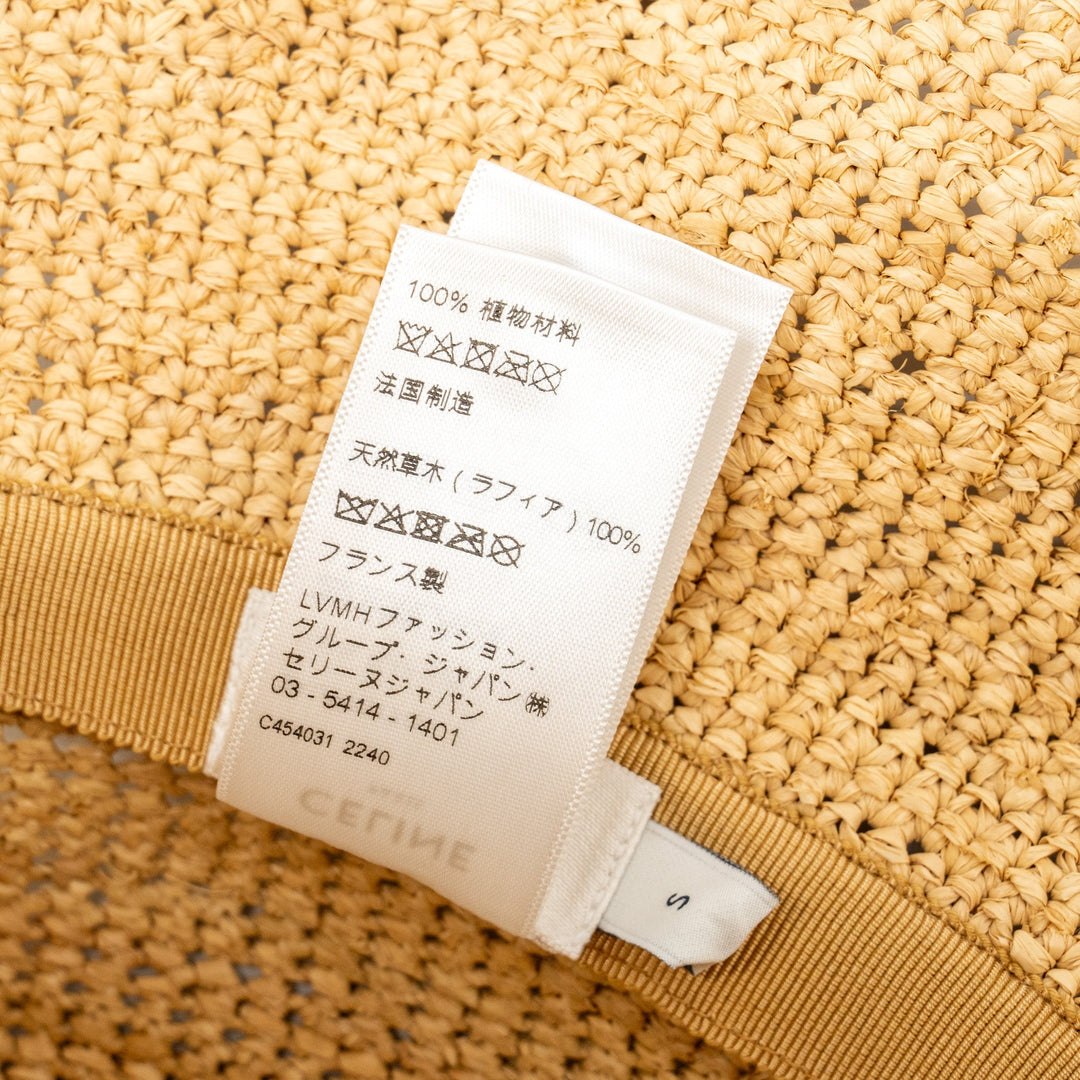 Top Quality Celine Size S Triomphe Bucket Hat In Raffia Natural/Black