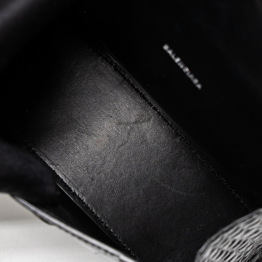 Top Quality Balenciaga Hourglass XS Croc-Embossed Calfskin So Black