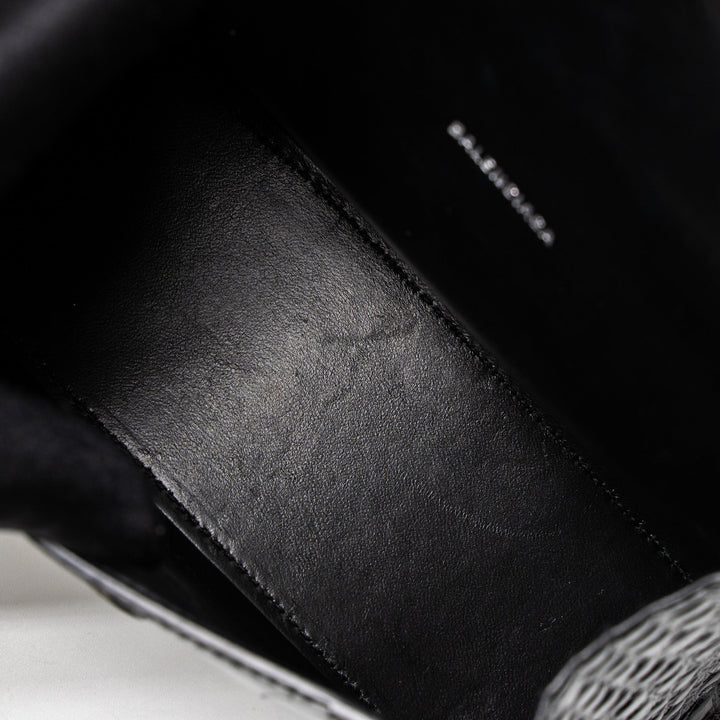 Top Quality Balenciaga Hourglass XS Croc-Embossed Calfskin So Black