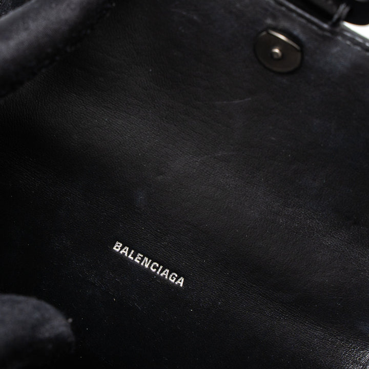 Top Quality Balenciaga Hourglass XS Croc-Embossed Calfskin So Black