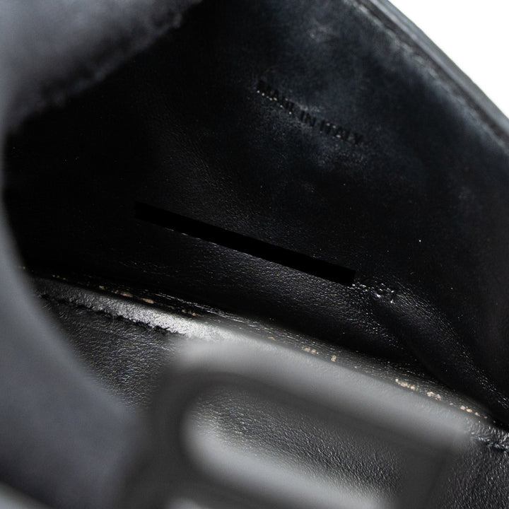 Top Quality Balenciaga Hourglass XS Croc-Embossed Calfskin So Black