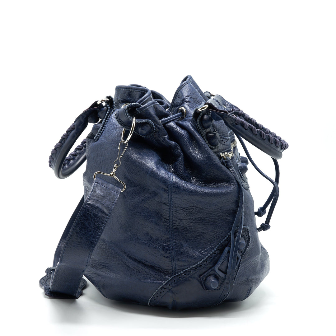 Top Quality Balenciaga Giant Pompon Bucket Bag Navy