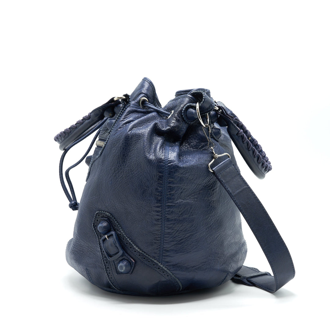 Top Quality Balenciaga Giant Pompon Bucket Bag Navy