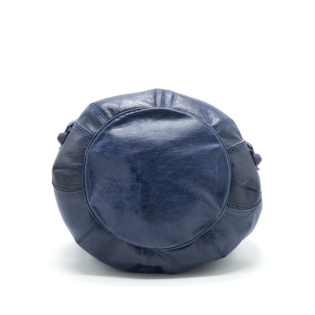 Top Quality Balenciaga Giant Pompon Bucket Bag Navy
